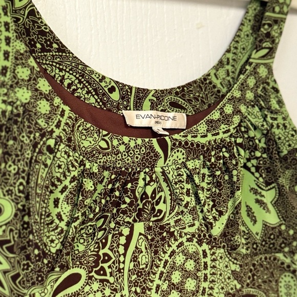 Y2K Evan Picone Olive Green and Chocolate Brown Paisley Whimsigoth Fairy Dress - Picture 6 of 7